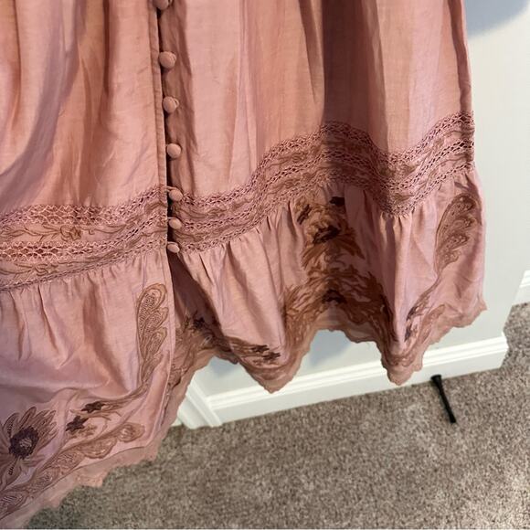 NWT SEA New York Mauve Pink Floral Embroidered Button Front Maxi Dress XS - Picture 8 of 15